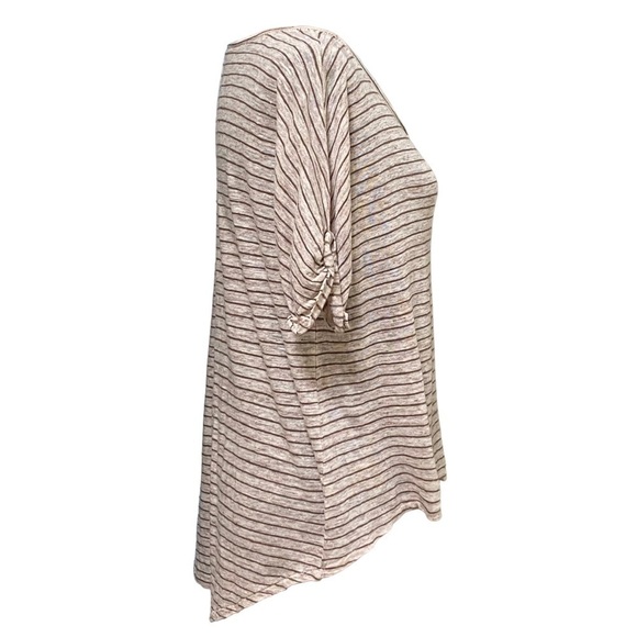Michael Stars Linen Stripe High Low Top Boho Beachy Slouchy Lightweight Medium - Picture 3 of 8